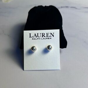 Silver Tone Ralph Lauren Ball Stud Earrings